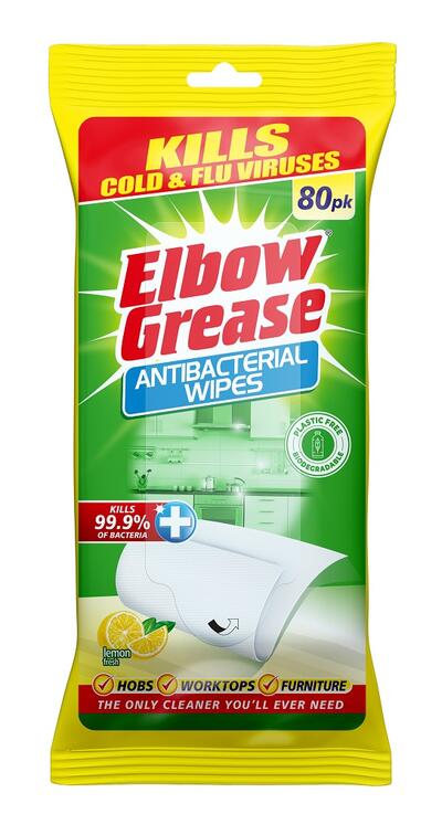 Elbow Grease Antibacterial Wipes Lemon 80pk