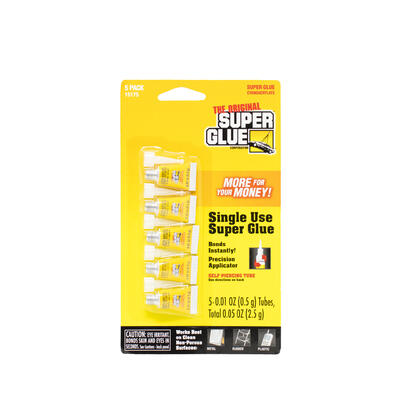 Super Glue Single Use 5pk 0.01oz: $6.00