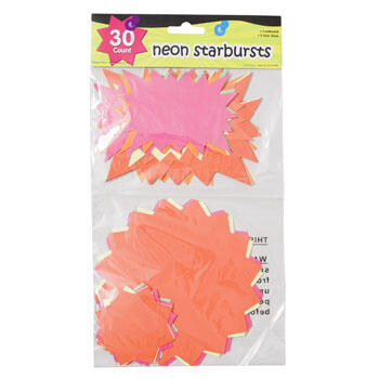 Starbursts Neon Color Paper 5 Sizes 30 ct: $5.00