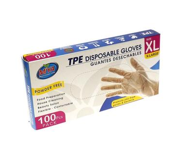 TPE Disposable Gloves Extra Large 100 pieces: $9.00