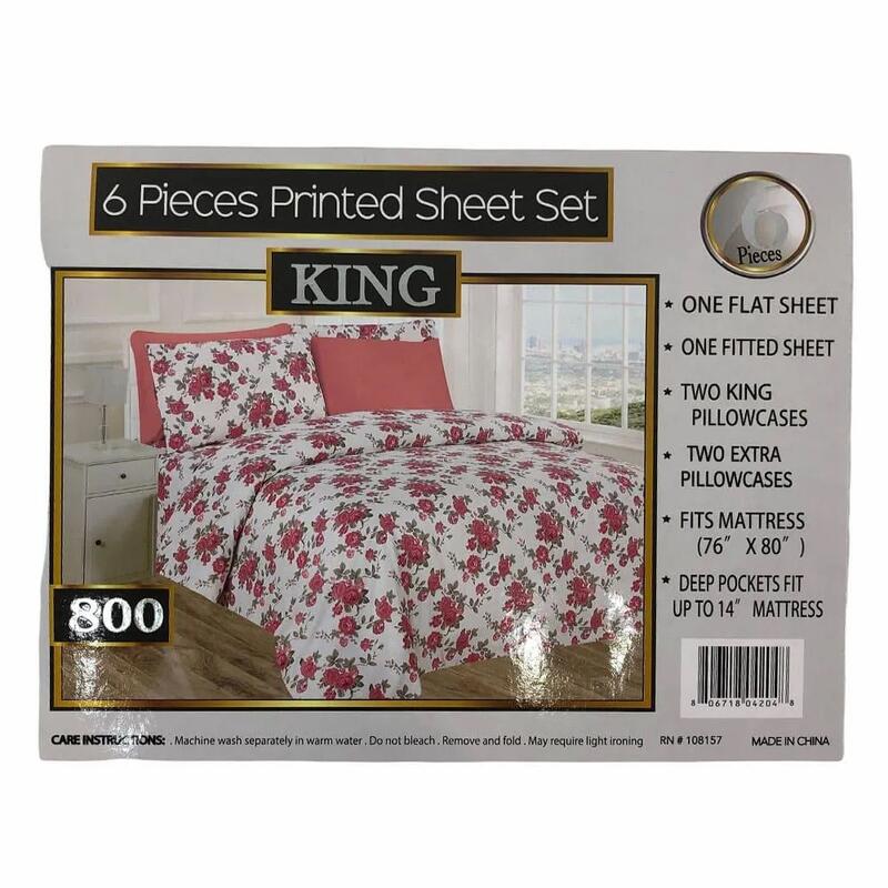 King Printed Sheets 6Pc