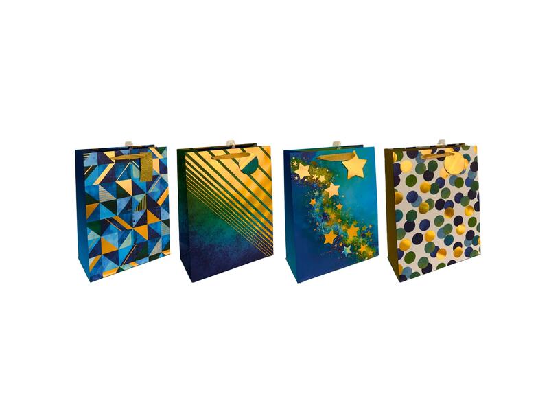 Paper Bag Geometric Blue Jumbo Assorted 1 count