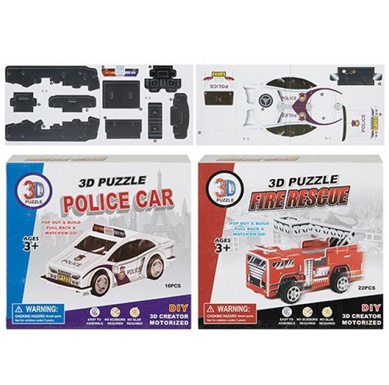 Pop Out 3D Puzzle Emergency Vehicle Assorted