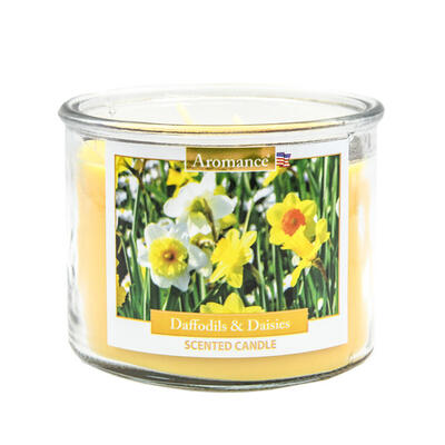 Aromance Daffodils Daisie 3 Wick Glass Candle 12oz: $18.00