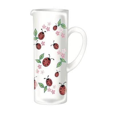 Ladybug Painted Straight Glass Pitcher