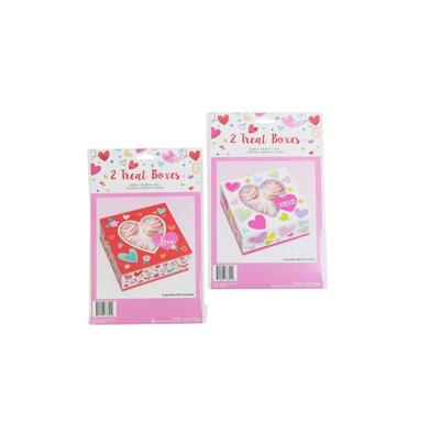 Treat Box With Heart Shape Window Cupcake Holder Assorted 2 pack