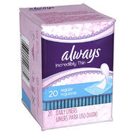Always Thin Regular Daily Liners Unscented 20 ct: $0.00