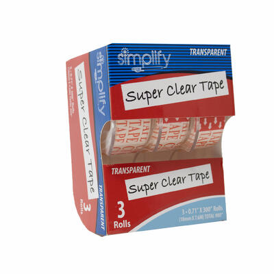 Simplify Super Clear Tape 18mm X 7.6m 3 Rolls: $5.00