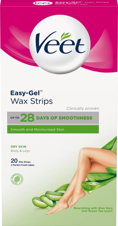 Veet Easy-Gel Wax Strips Aloe Vera & Green Tea Dry Skin