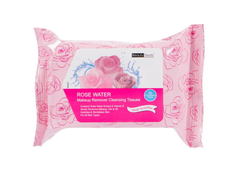 Beauty Treats Makeup Remover Cleansing Tissue Rose Water 30 tissues