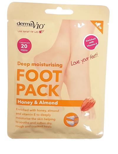 DermaV10 Deep Moisturising Foot Pack Honey & Almond 1pk