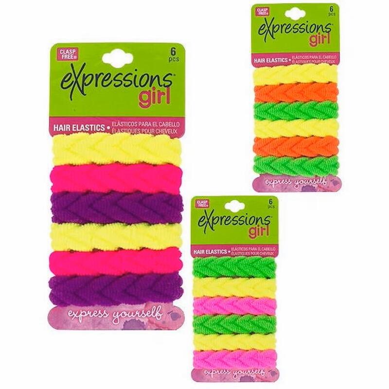 Clasp Free Neon Braid Elastics 6pcs