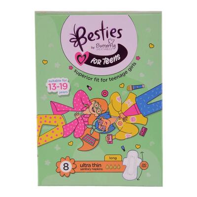 Butterfly Besties for Teens Ultra Thin Sanitary Napkins Age 13-19 8ct