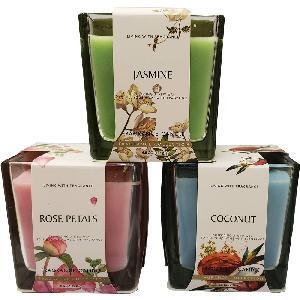 Glass Candle Square Assorted Scented 6.5oz: $12.00