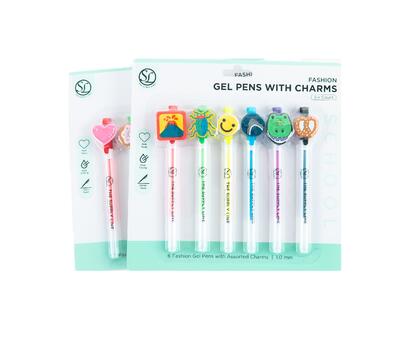 Supply Line Fashion Gel Pens With Assorted Charms 6 pack