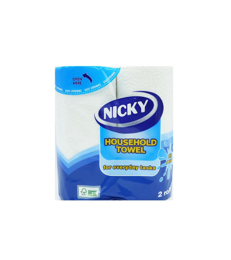Nicky Kitchen Roll White 2pk