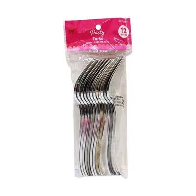 Party Cutlery Fashion Plastic Silver Forks 12ct: $4.01