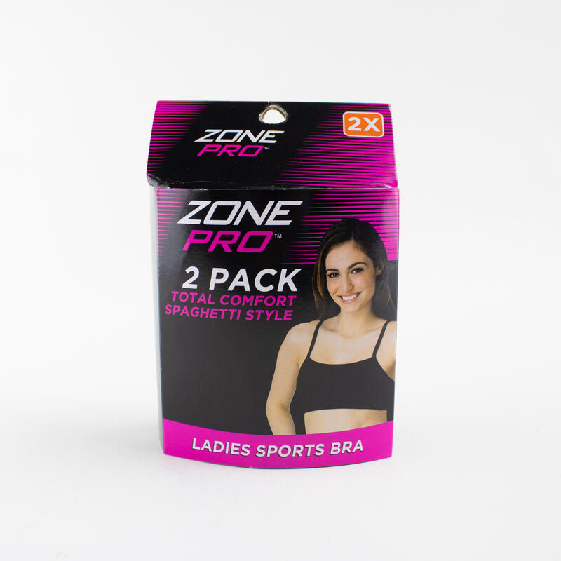 Zone Pro Ladies String Sports Bra 2pk Assorted