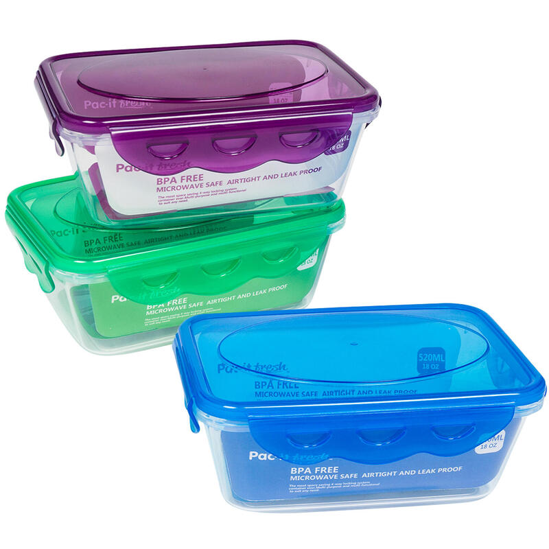Pac-it Fresh Rectangular Food Container Assorted 18oz