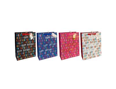 Paper Bag Embossed Birthday Large Assorted 1 count