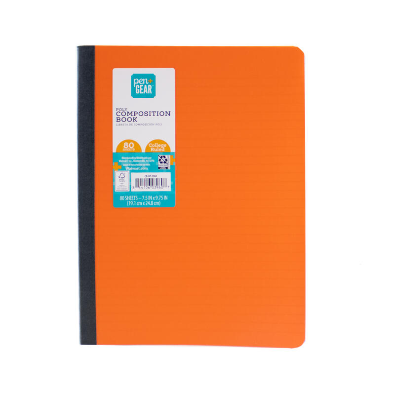 Orange Poly 9.75 X7.5 Cover Composition Book 80 Sheets