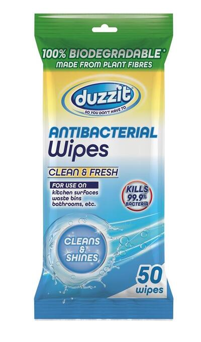 Duzzit Biodegradable Anti-Bacterial Wipes 50ct