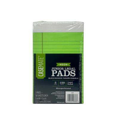 Neon Junior Legal Pads 3ct 150 Sheets