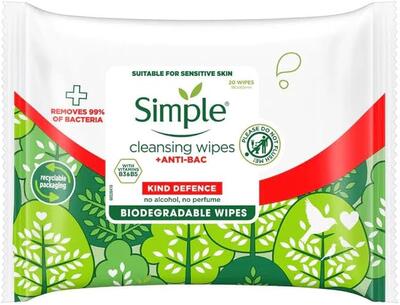 Simple Anti Bacterial Cleansing Wipes 20's