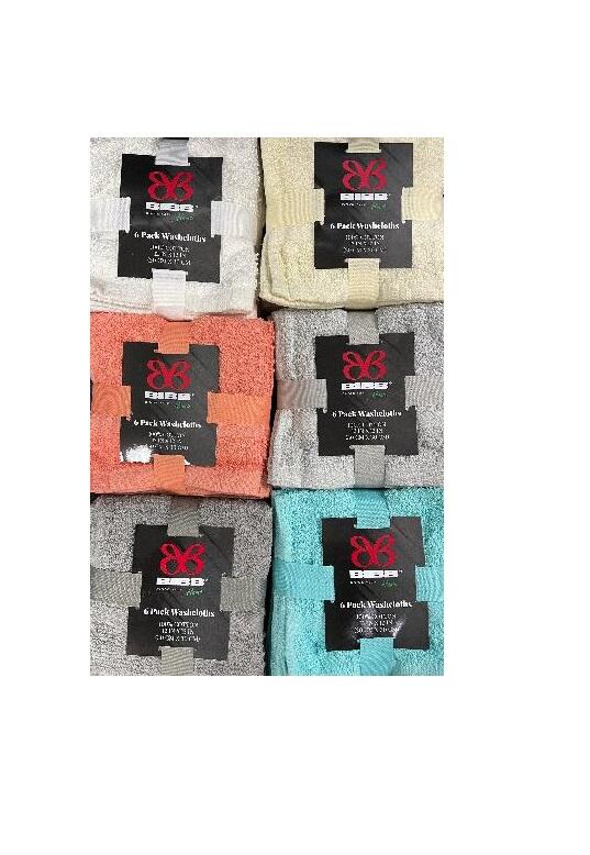 Bibb Home Washcloths 6pk Assorted Color M&C Drugstore