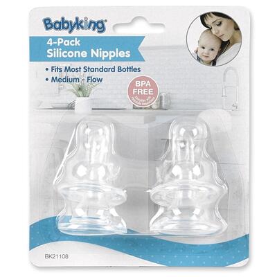 Babyking Silicone Nipples Medium Flow 4 count