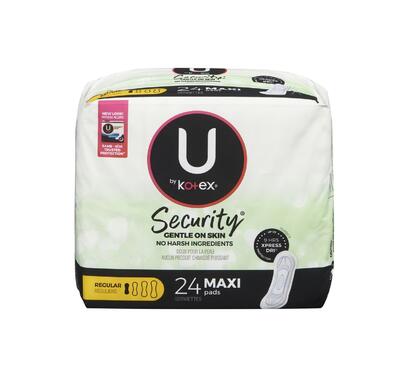 Kotex Security Maxi Pads With No Wings Regular 24 count: $19.20