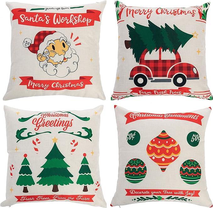 Christmas Farmhouse Pillow Covers 4 count