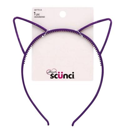 Conair Scunci Cat Ear Headband Purple Glitter