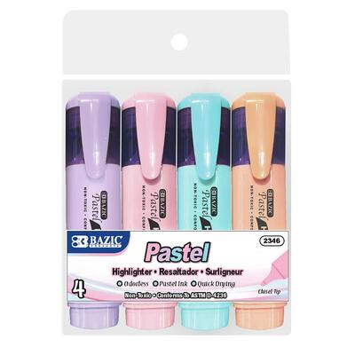 Bazic Pastel Highlighters With Pocket Clip 4 Pack: $7.00