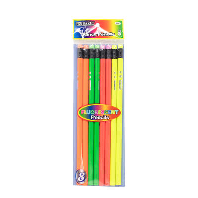 Bazic Fluorescent Wood Pencils with Eraser 8ct: $5.00