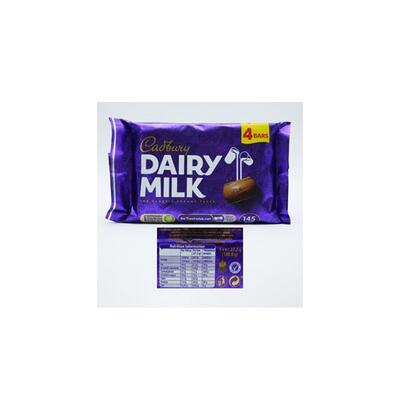Cadbury Dairy Milk 4 Bars 117.2g: $8.00