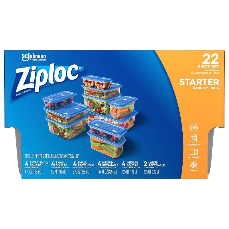 Ziploc 1.25 Qt. Clear Square Food Storage Container with Lids (3-Pack)