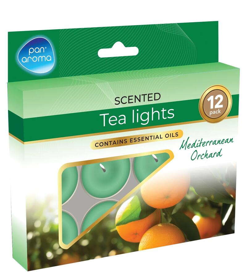 Pan Aroma Scented Tea Lights Mediterranean Orchard 12pk