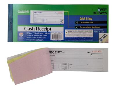 Rent Receipt Book 30 Sets 2.76x7.6
