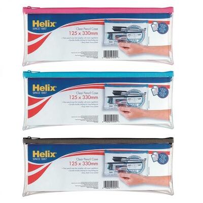 Helix Large Transparent Pencil Case Assorted 1 count