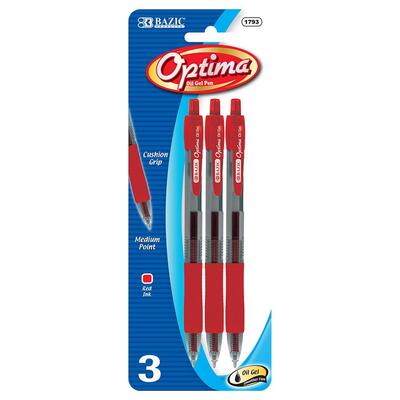 Bazic Optima Retractable Red Gel Ink Pen 3 ct: $5.95
