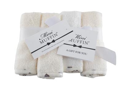 Mini Muffin Ivory And White Washcloths 4pk: $12.00