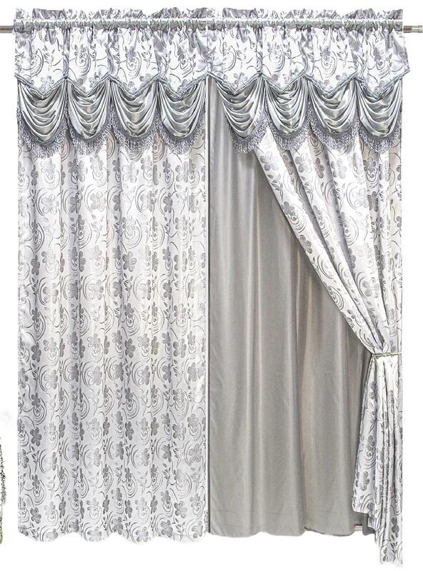 Devika Jacquard Panel With Attached Valance & Backing 54x84+18