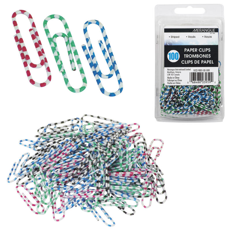 100pk Striped Vinyl Paper Clip