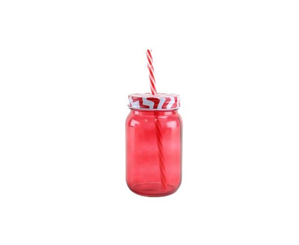 Glass Bottle with Straw Assorted Colors 16.9oz