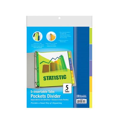 Bazic 3-Ring Binder Pockets Dividers With 5 Insertable Color Tabs 1ct: $4.01
