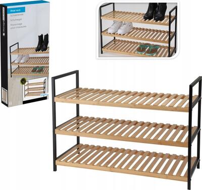 Bamboo Shoerack 3-Layer 70x30x48.5cm