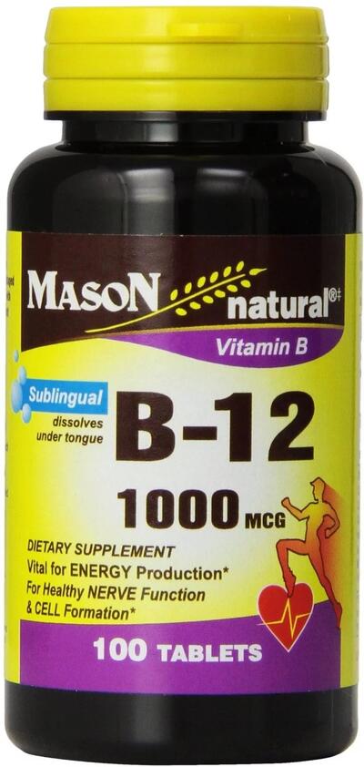 Mason B-12 Sublingual 1000mcg Tablets 100's