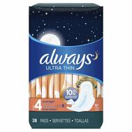Always Ultra Thin Overnight Pads with Wings Unscented  28 ct: $0.00