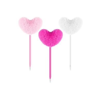 Heart Pom Pom Ballpoint Pen Assorted 1 count